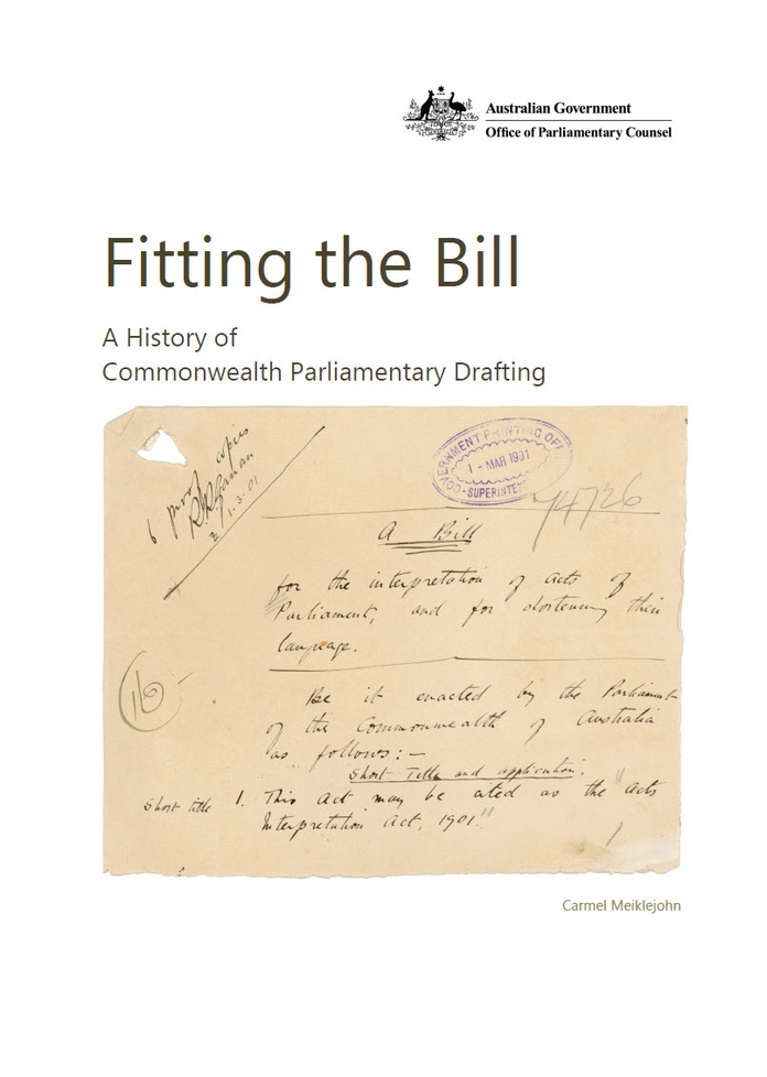 Fitting the Bill—A History of Commonwealth Parliamentary Drafting