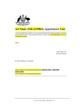 Cover of the appointment by the Governor-General template