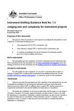 Cover of the Instrument Drafting Guidance Note No. 1.3 Judging size and complexity for instrument projects