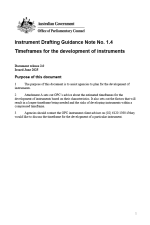 Cover of the Instrument Drafting Guidance NoteInstrument Drafting Guidance Note No. 1.4 Timeframes for the development of instruments