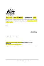 Cover of the appointment by the Governor-General template